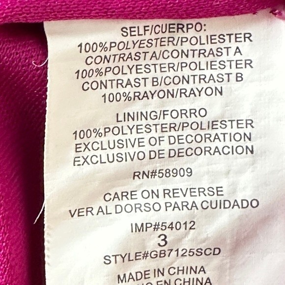 GB Gianni Bini Open Sleeve Mini Dress Hot Pink Colorblock 3 - Picture 9 of 9